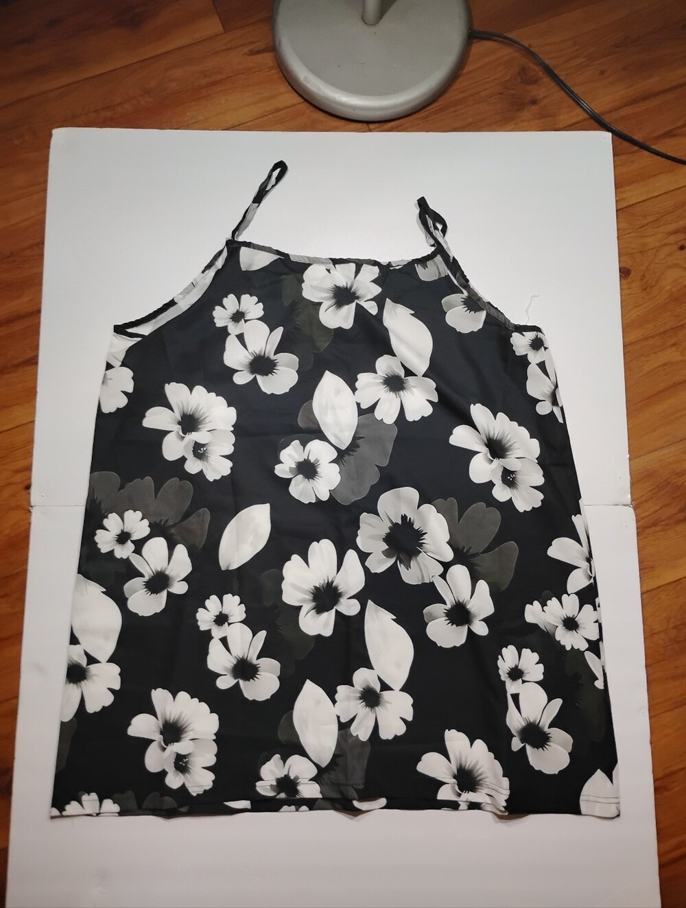 Black & White Floral Spaghetti Strap Camisole